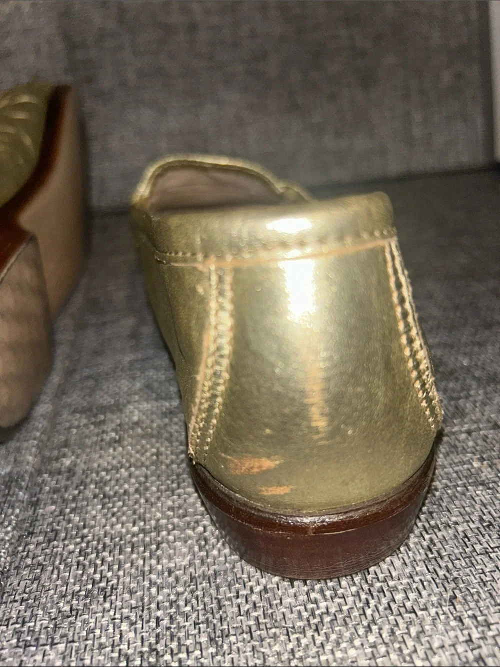 SAS WINK - Leather Metallic Gold Loafers